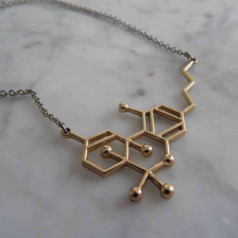 Gold-tone THC Molecule necklace